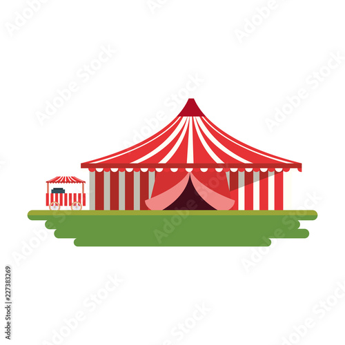 circus tent and food booth in the field carnival
