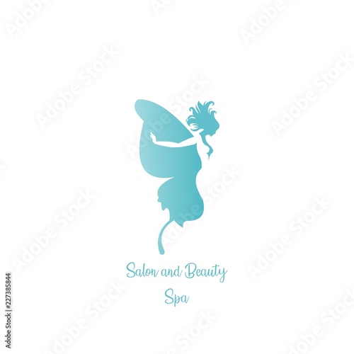 beautiful butterfly woman salon and spa vector logo design
