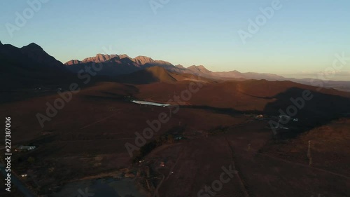 Aerial views over the Brandwaght Mountains near the town of Worcester in the Breede Valley in the western Cape of South Africa photo