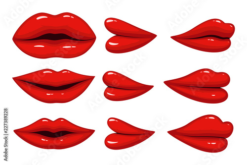 Set of collection lips different