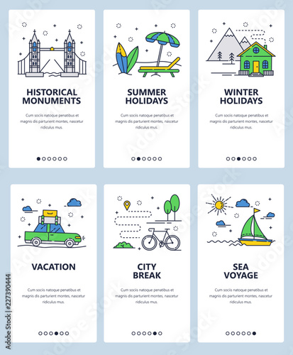 Vector line art web and mobile app template set