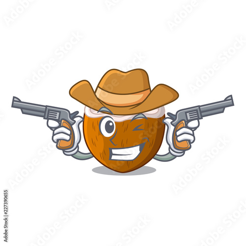 Cowboy character coconut of pieces in market