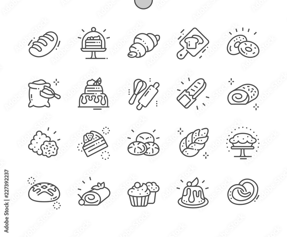 Bakery Well-crafted Pixel Perfect Vector Thin Line Icons 30 2x Grid for Web Graphics and Apps. Simple Minimal Pictogram