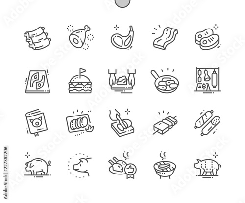 Pork Well-crafted Pixel Perfect Vector Thin Line Icons 30 2x Grid for Web Graphics and Apps. Simple Minimal Pictogram