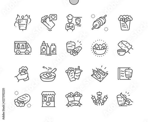 Kebabs Well-crafted Pixel Perfect Vector Thin Line Icons 30 2x Grid for Web Graphics and Apps. Simple Minimal Pictogram