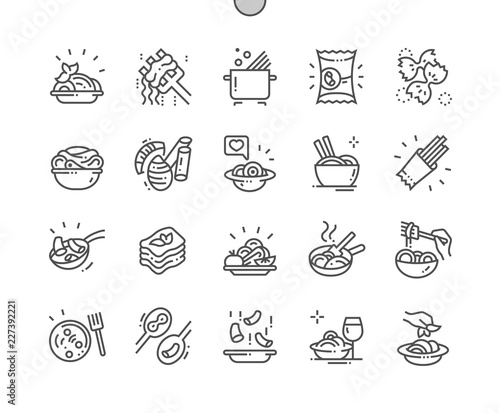 Pasta Well-crafted Pixel Perfect Vector Thin Line Icons 30 2x Grid for Web Graphics and Apps. Simple Minimal Pictogram