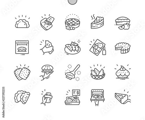 Pies and Pasties Well-crafted Pixel Perfect Vector Thin Line Icons 30 2x Grid for Web Graphics and Apps. Simple Minimal Pictogram