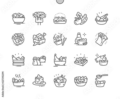 Salads Well-crafted Pixel Perfect Vector Thin Line Icons 30 2x Grid for Web Graphics and Apps. Simple Minimal Pictogram