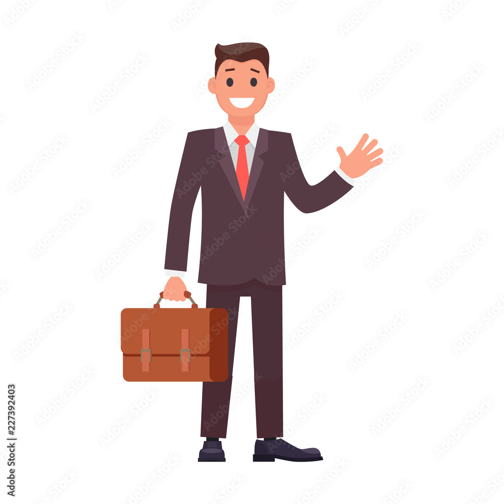 Flat Design Character Businessman with Briefcase. Vector Flat Design Character Businessman with Briefcase. Vector