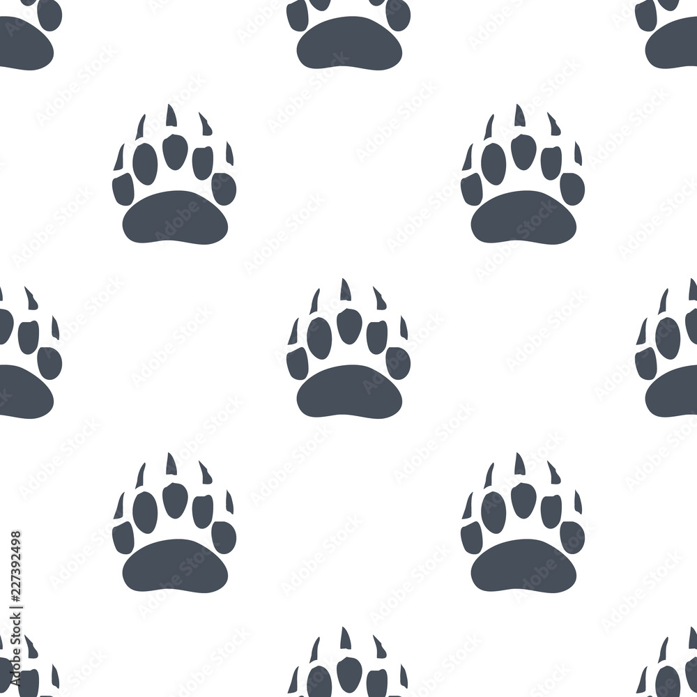Fototapeta premium Bear Claw. Bear Footprint Seamless Pattern. Vector
