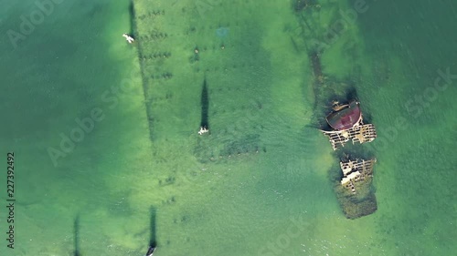 Aerial view of shipwrecks near Royston on Vancouver Island, Canada photo