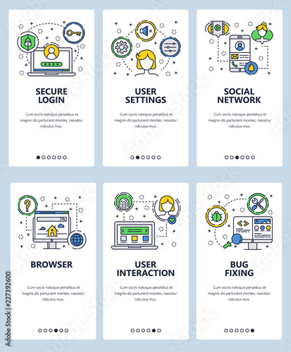 Vector line art web and mobile app template set