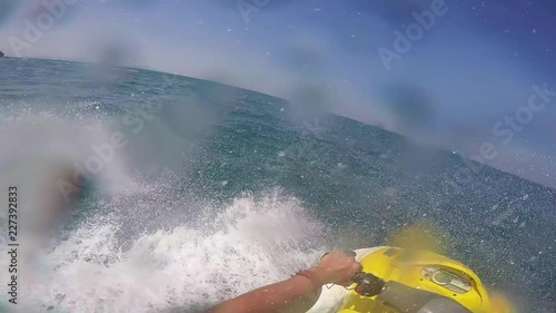 Video in first person going fast on a jet ski in Thailand Phuket on a sunny day. Vacation living life. 60FPS. Clip 18 photo