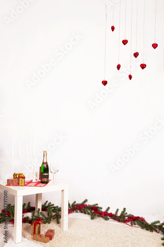 champagne on the table on a white background