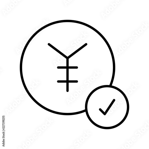Payed Coin Cash Electronic Yen Purchase vector icon