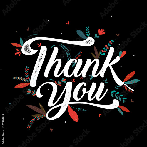 Thankyou typography poster. Celebration text , badge. Vector calligraphy