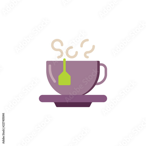 Tea bag cup flat icon  vector sign  colorful pictogram isolated on white. Hot drink symbol  logo illustration. Flat style design