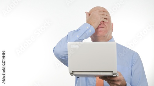 Disappointed Businessman Use Laptop Read Bad News and Gesticulate Upset