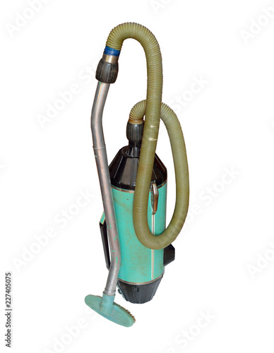 Vintage vacuum cleaner,  sweeper or hoover. Isolated on white ba photo