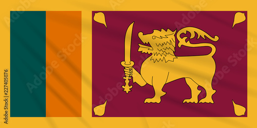 Flag Sri Lanka swaying in wind, realistic vector