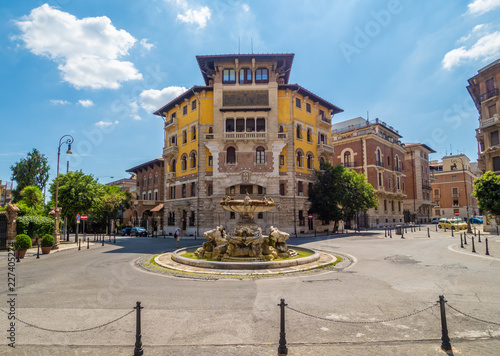 Rome (Italy) - The esoteric quarter of Rome, called 'Quartiere Coppedè', designed by architect Gino Coppedè consisting of eighteen palaces and twenty-seven buildings rich in symbologies