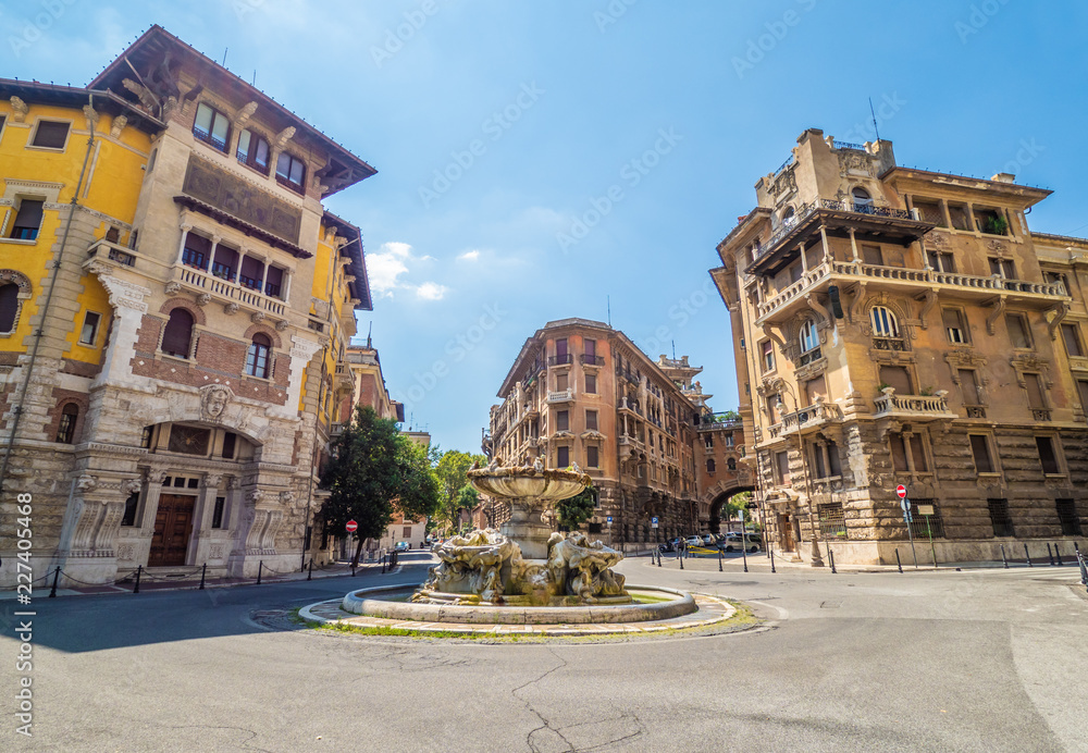 Rome (Italy) - The esoteric quarter of Rome, called 'Quartiere Coppedè', designed by architect Gino Coppedè consisting of eighteen palaces and twenty-seven buildings rich in symbologies