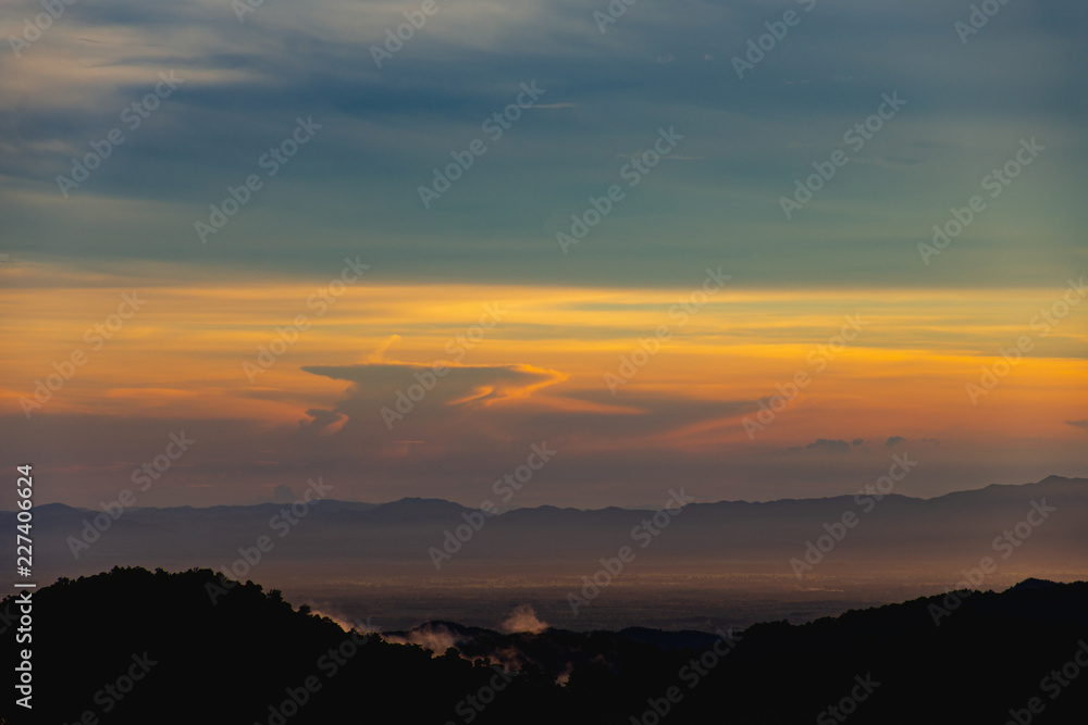 Sky yellow and cloud Beautiful landscape.