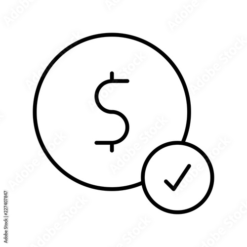 Payed Coin Cash Electronic Dollar Purchase vector icon