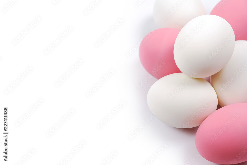 Colorful eggs on white background. Colorful eggs on white background.