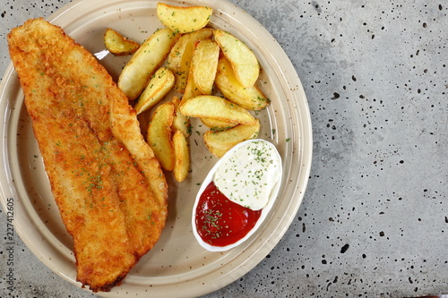 Fish and chips on a plate