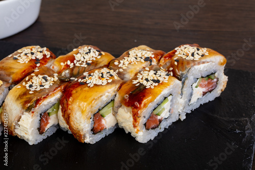 Tasty eel sushi