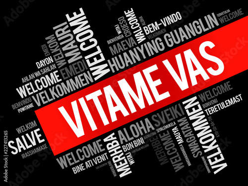 Vitame Vas (Welcome in Czech) word cloud in different languages, conceptual background photo