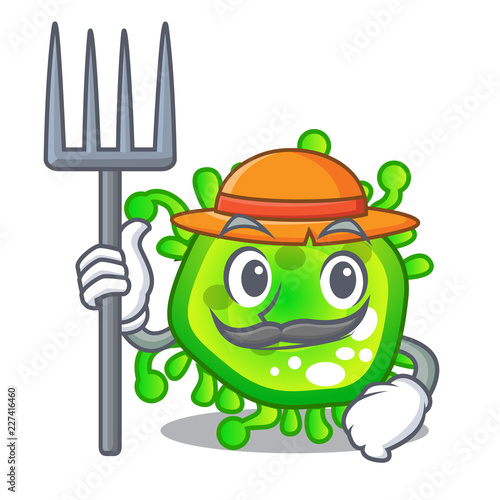 Farmer character microbe bacterium on the palm