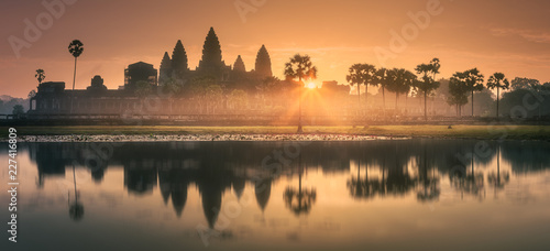 Sunrise view of ancient temple complex Angkor Wat Siem Reap, Cambodia photo