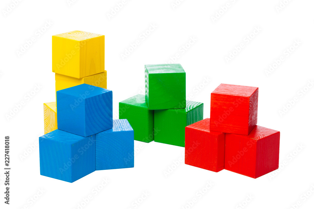 Wooden building blocks isolated on white background Wooden building blocks isolated on white background