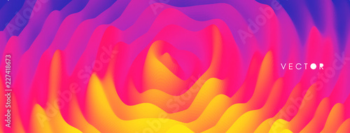 3D wavy background with ripple effect. Abstract vector illustration. Design template. Modern pattern.