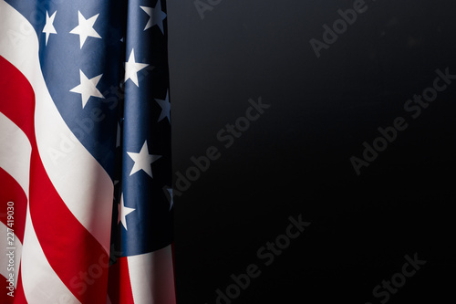 Vintage American flag on a chalkboard with space for text