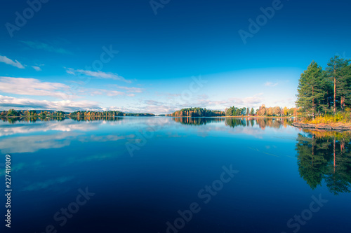Autumn lake view from Sotkamo, Finland.