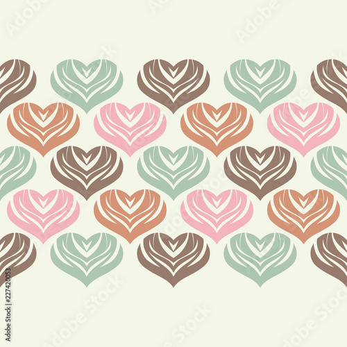 Seamless background with decorative hearts. Valentine's day. Vector illustration. Can be used for wallpaper, textile, invitation card, wrapping, web page background.