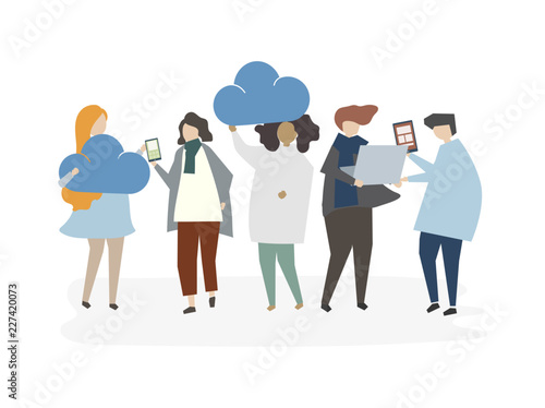 Illustration of people avatar cloud connection concept