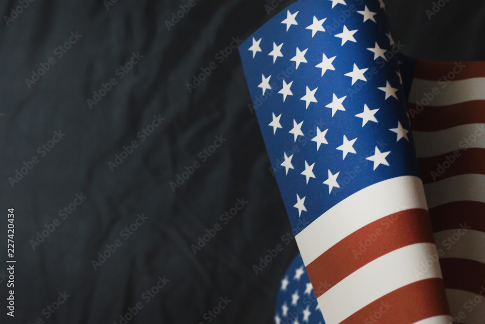Obraz premium The Veterans Day concept united states of America flag on black background..