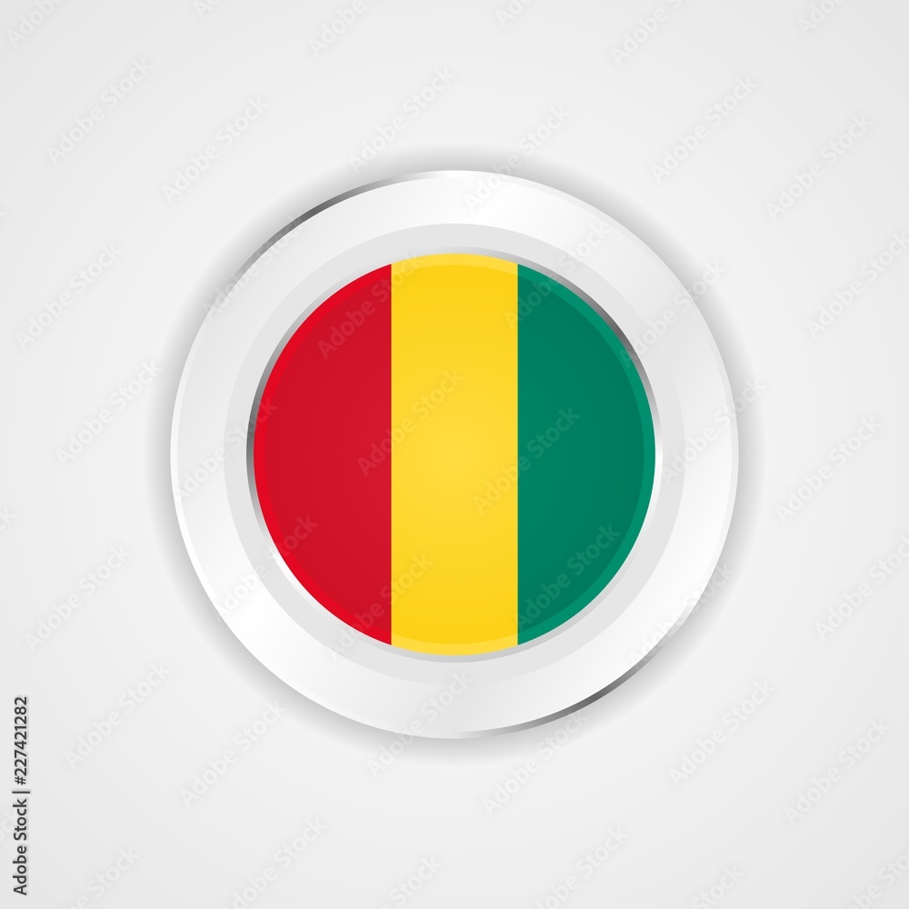 Fototapeta premium Guinea flag in glossy vector icon.