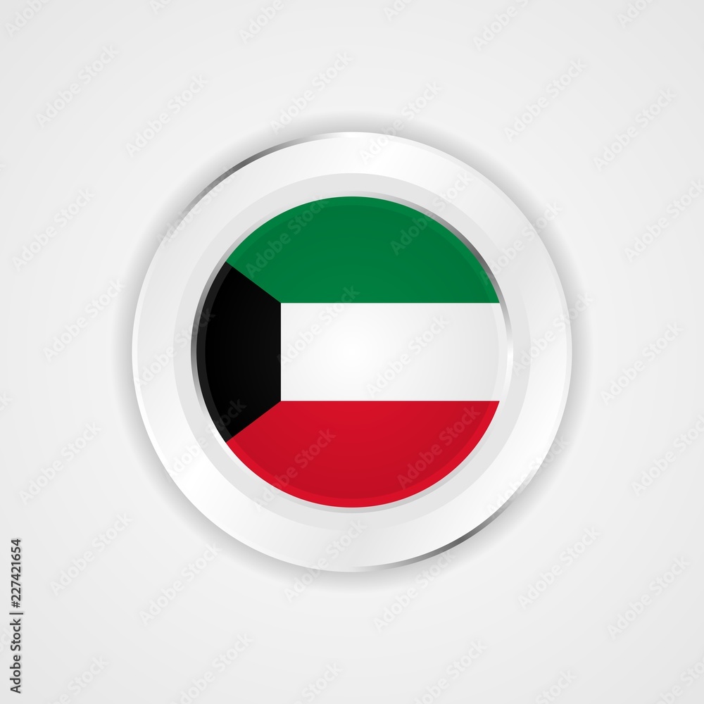 Kuwait flag in glossy vector icon. Kuwait flag in glossy vector icon.