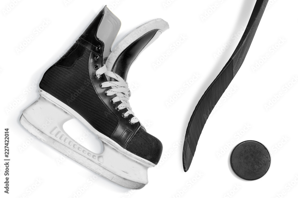 Fototapeta premium Hockey stick, skates and puck