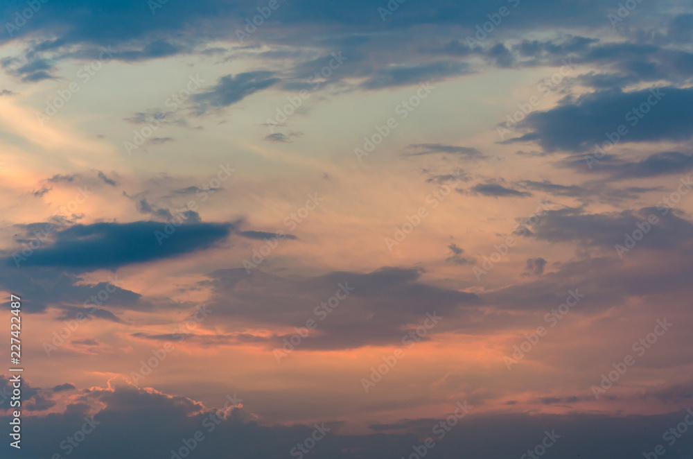 Yellow evening sunset in the sky with clouds Yellow evening sunset in the sky with clouds