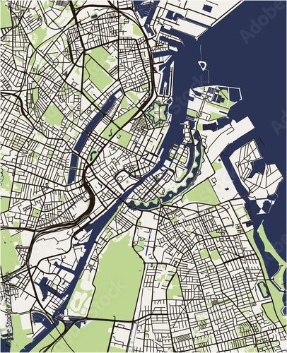 map of the city of Copenhagen, Denmark photo