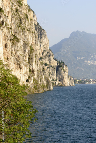 steep rocks on lakeside, near Riva del Garda, Italy