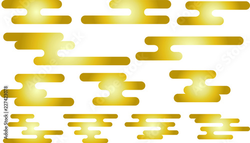 Gold Japanese style deformed cloud set