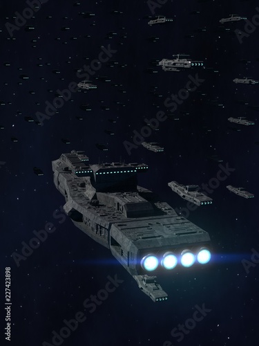 Wallpaper Mural Space Opera: Armada of Battleships 3d Illustration Torontodigital.ca