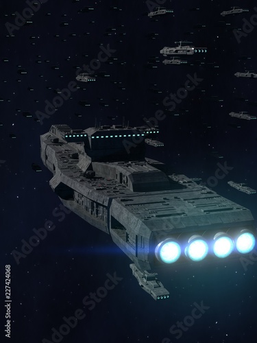 Wallpaper Mural Space Opera: Armada of Battleships 3d Illustration Torontodigital.ca